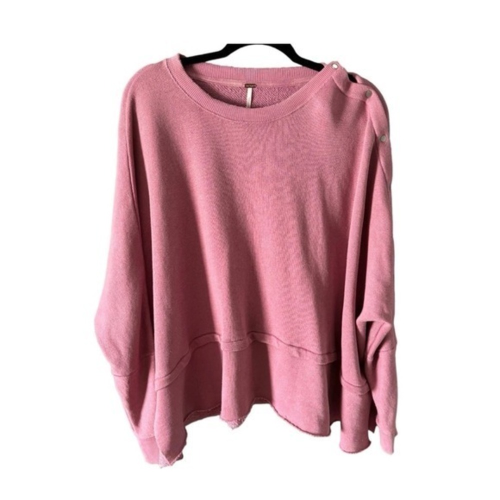 Free People French Terry oversized single snap sleeve pullover XS